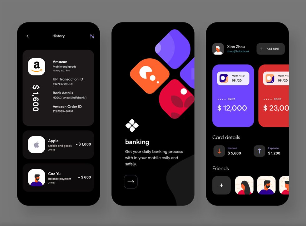 Mobile application interface designs